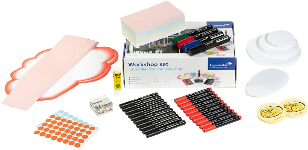 Legamaster workshop set - 2200 pieces for workshop facilitation, set includes presentation cards, whiteboard pens, moderation cards and more