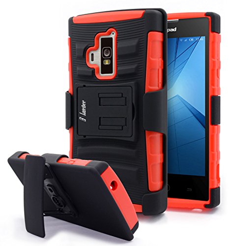 Coolpad Rogue Case, Nagebee - Heavy Duty Hybrid Armor Dual Layer Rhino Kickstand Belt Clip Holster Combo Rugged Case for Coolpad Rogue (Holster Combo Red)