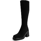 AprCoco Knee High Boots for Women GoGo Boots Platform Square Toe Womens Chunky Heel Side Zipper Boot