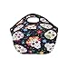 InterestPrint Mexican Sugar Skull Insulated Lunch Tote Bag Reusable Neoprene Cooler, Day of the Dead Portable Lunchbox Handbag for Men Women Adult Kids Boys Girls