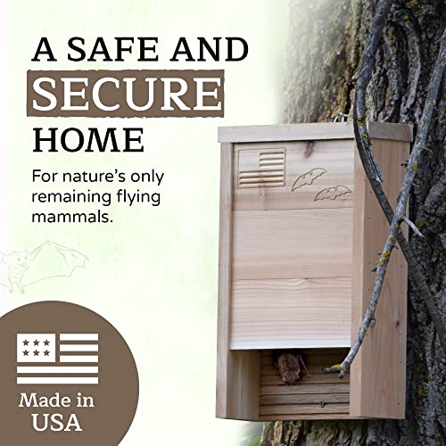 Made in USA PremiumGrade Red Cedar Bat House, SingleChamber Bat Box