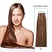 20 inch Skin Weft Tape in Straight Human Hair Extensions Double Sided Tape Remy Hair 20pcs 50g/pack (#6) Chestnut Brown