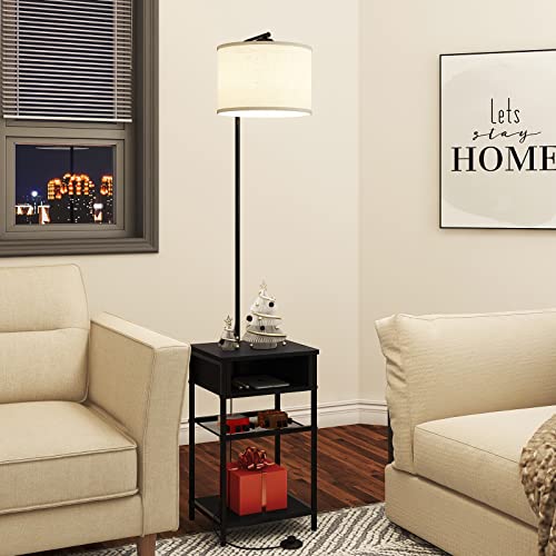 Floor Lamps with Table, End Table Lamp Attached Upgraded Long Cord Foot
