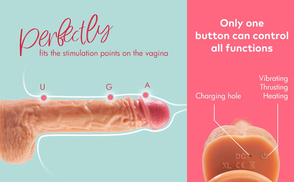 Thrusting Dildo Vibrator with Vibrating and Heating Realistic Vibrating Dildo with Big Size 8.7 inch for Women Sex Toy Silicone Clit Stimulator Clitoris Vagina Stimulation