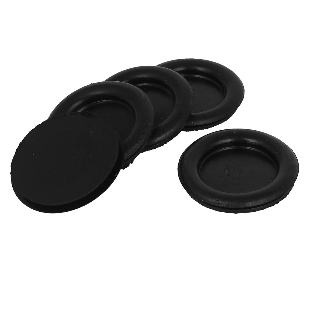 sourcing map 5pcs Black Rubber Closed Blind Blanking Hole Wire Cable Grommets 30mm