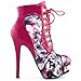 SHOW STORY Black/Pink/Purple Lace Up Stiletto Heel Gothic Ankle Boots,LF80831