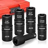Neiko 02282B 1/2" Drive Impact Flip Socket Set, 5 Piece Thin Wall Set | Standard SAE and Metric Sizes - Includes 3-Inch Extension Bar | Chrome Moly Steel