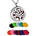 HooAMI Aromatherapy Essential Oil Diffuser Necklace - Stainless Steel Tree of Life Round Locket Pendant