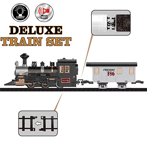Fistone Electric Rail Play Trains Railway Track Sets with Realistic Sound and Light Effects Simulation Model Toy for Kids