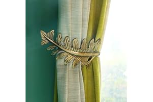 SUQ I OME 1 Pair New European Leaf Curtain Tiebacks Curtain Holdbacks Decorative Wall Hooks Hanger for Drapes Linen Holder Window Treatment Hardware, Bronze