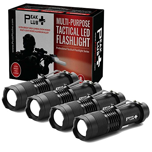 PeakPlus LFX100 Mini Flashlights [4 Pack] - EDC Flashlight with Belt Clip