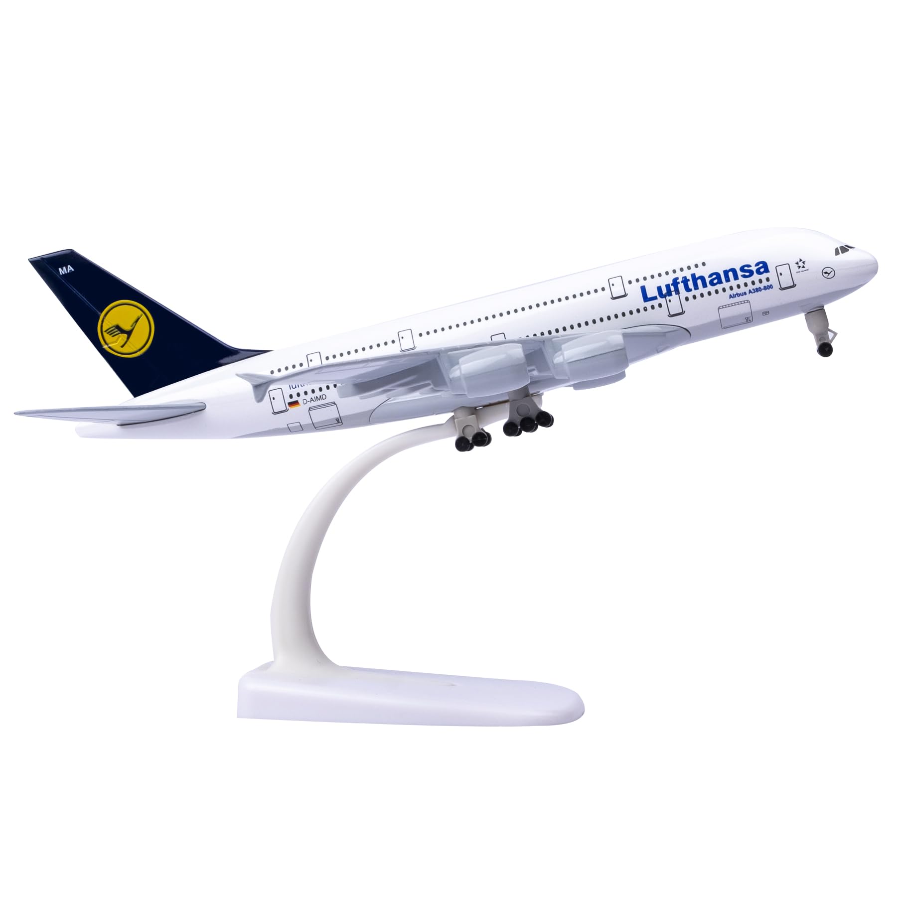 Bswath 1:300 Scale Deutsche Lufthansa A380 Model Airplane - Metal Alloy Plane for Gift and Decoration