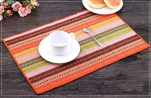 YOLALA Cotton Placemats Set of 4 Heat-resistant Insulation Non-slip Table Cloth Colorful Mats 12x18 inches