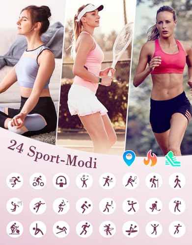 Shang Wing Smartwatch Women's Watch, Slim Fitness Tracker, Pedometer, Heart Rate Monitor, SpO2 Measurement, Sleep Monitor, Sports Watch, Small Waterproof IP68 for Android, iOS, Mobile Phone