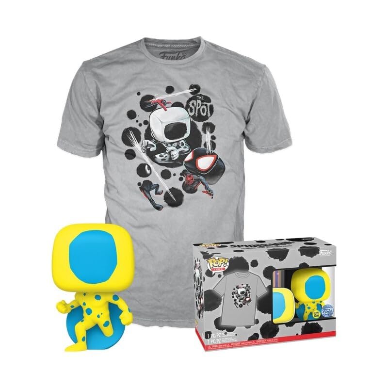 Loungefly POP! & Tee: Spider-Man: Across The Spider-Verse - light - Glow In The Dark - XL - Spider-man - T-Shirt With Collectible Miniatures Figures - Gift Idea For Adults Men