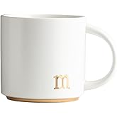 COLLECTIVE HOME - Monogram Ceramic Mugs, 15 oz Golden Initial Coffee Cups, Elegant Alphabet Tea Mugs, Elegant Personalized Mug with Gift Box, Luxurious Cups for Office and Home (m)