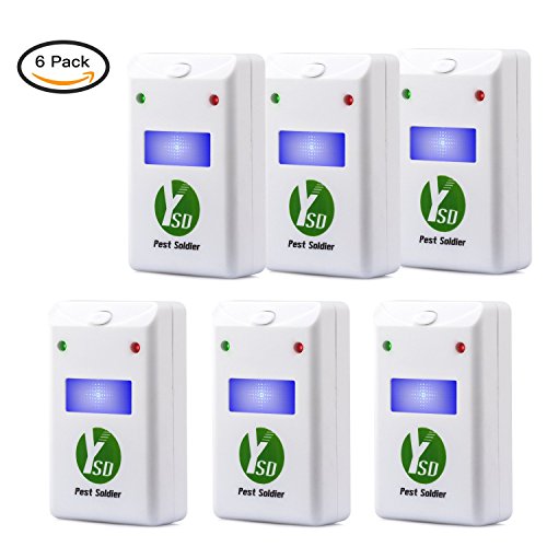 Ultrasonic Pest Repeller,6 Pack YSD Electronic Plug - Ultrasonic Repellent for Rodents, Mice, Rats, Mosquitoes, Roaches, Spiders And Other Bed Bugs & Insects+Free Night Light
