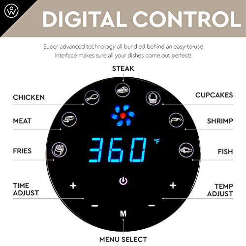 ChefWave 7.4qt Large Air Fryer – Uses Little or No Oil Healthy Cooker with High Speed 360° Air Circulation – Digital Touchscreen -7 Presets and Modes - 1700 Watt