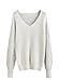 ROMWE Women's V-Neck Long Sleeve Basic Loose Knit Sweater Tops