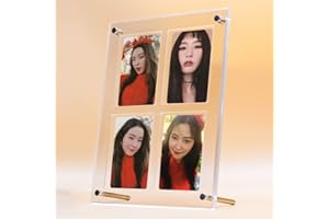 Baskiss Standing Card Holder, Ultra Clear Acrylic Display, 66 x 91 mm Clear Trading Cards Cases Protectors for Kpop Photocard Sports Baseball Basketball Card and Display with Screws (4 Cards)