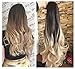 Ombre Clip in Hair Extensions Dark Brown Blonde 20 Inches Full Head 7PCS Hairpiece for Women Girls Gift (Wavy, 20 inch, Dark brown to sandy blonde)