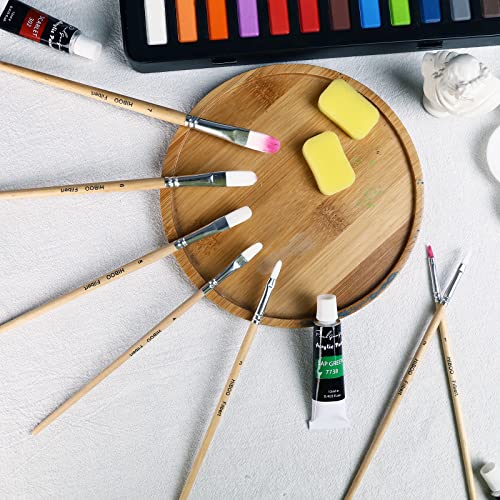 HIBOO Paintbrush Set-7 Filbert Art Nylon Artist Painting Brush for Acrylic Watercolor and Gouache Painting （White Tip）