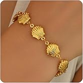 Jewigo Gold Bracelets for Women 18K Gold Plated Shell Starfish Dolphin Star Bracelet Dainty Summer Beach Ocean Bracelet Trendy Boho Statement Adjustable Bracelets