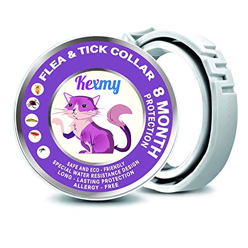 KEXMY Cat Tick and Flea Collar – Cat Flea Treatment – 8 Months Flea Control and Protection for Cats – Adjustable & Waterproof Cat Collar – 100% Natural Essential Oils That Kill and Repel Fleas