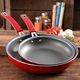 The Pioneer Woman Butterfly Vintage Speckle 2-Pack Non-Stick Frying Pan Set, Red
