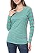 Allegra K Women's Striped Long Raglan Sleeves V Neck Top L Green