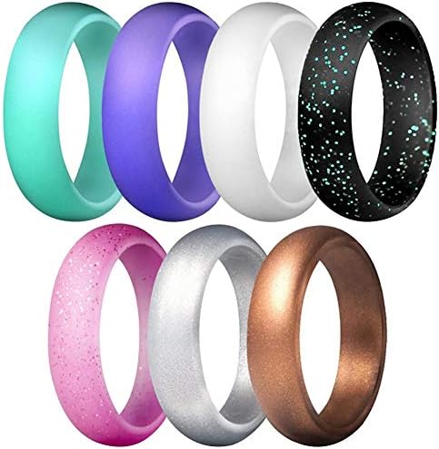 periwinkLuQ 7Pcs/Set Multi Color Fashion Silicone Finger Ring Couple Lover Jewelry Gift