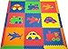 SoftTiles Kids Play Mats- Transportation Theme- Children, Toddler, Baby/Infant Foam Playmats w/Sloped Edges Large 2' Floor Tiles- 6.5 x 6.5 ft.- Blue, Red, Orange, Yellow, Lime SCTRABROYL