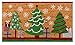 Christmas Tree Welcome Mat for Front Door, Natural Coir (30 x 17 in)