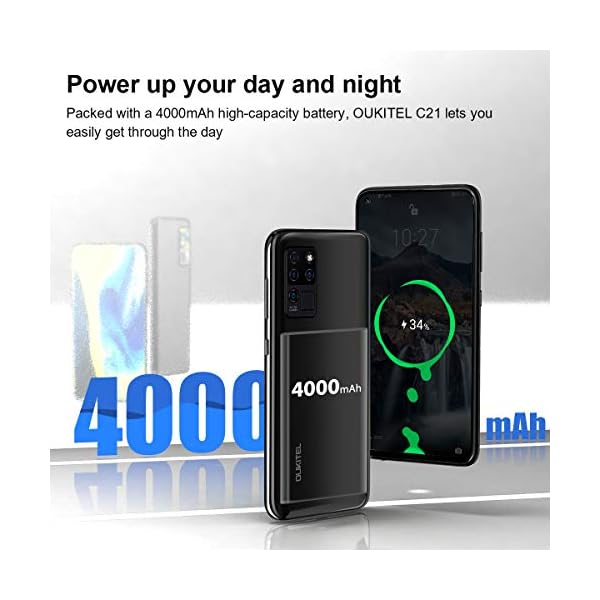 Sim-Free-Unlocked-Mobile-PhonesOUKITEL-C212021-Android-100-64-Inches-Dual-SIM-Phone-4G4GB64GB-4000mAh-Battery-20MP-FrontFour-Rear-Cameras-Helio-P60-Mobile-Phones-SIM-Free-UnlockedBlack OUKITEL Sim-Free & Unlocked Mobile Phones, C21 Android 10.0 6.4 Inches Dual SIM Phone 4G,4GB+64GB 4000mAh Battery 20MP…