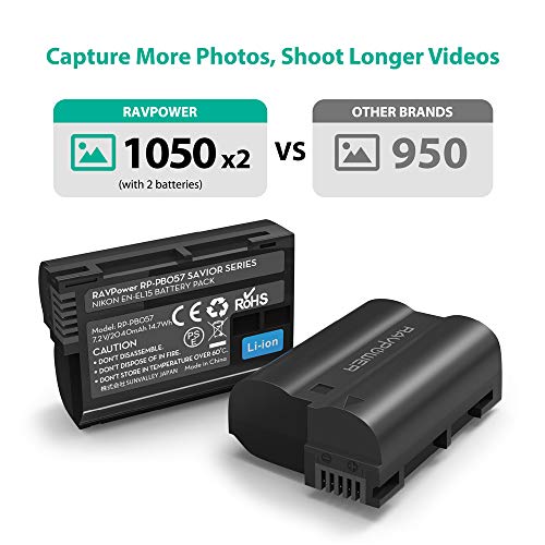 ENEL15 EN EL15a RAVPower Battery Charger Set Compatible with Nikon