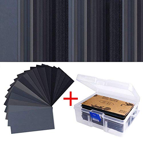 102 Pieces Sandpaper Assorted Wet/Dry, 60 to 3000 Grit Sandpaper