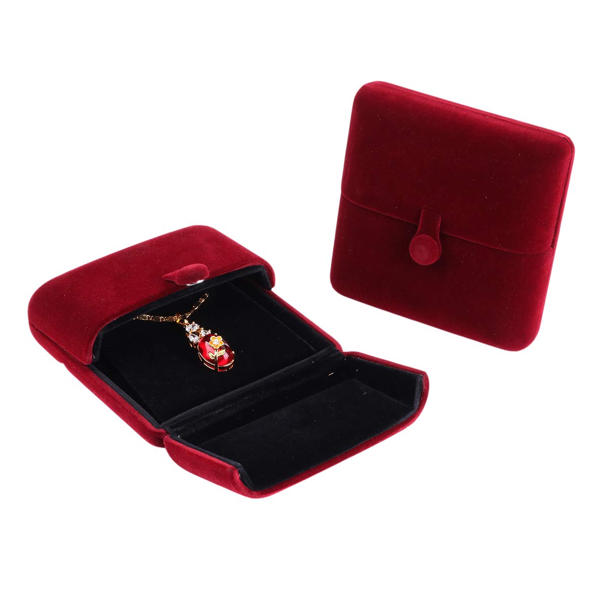iSuperb Necklace Box Pendant Jewellery Case Velvet Jewellery Organiser Flannel Bracelet Box Multifunctional Red Trinket Bag for Necklace Pedant Bangle Birthday Anniversary Wedding Mother's Day