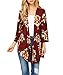 Women's Fall Sheer Floral Kimono Cardigan Capes Loose Cover Up Blouse Maroon L