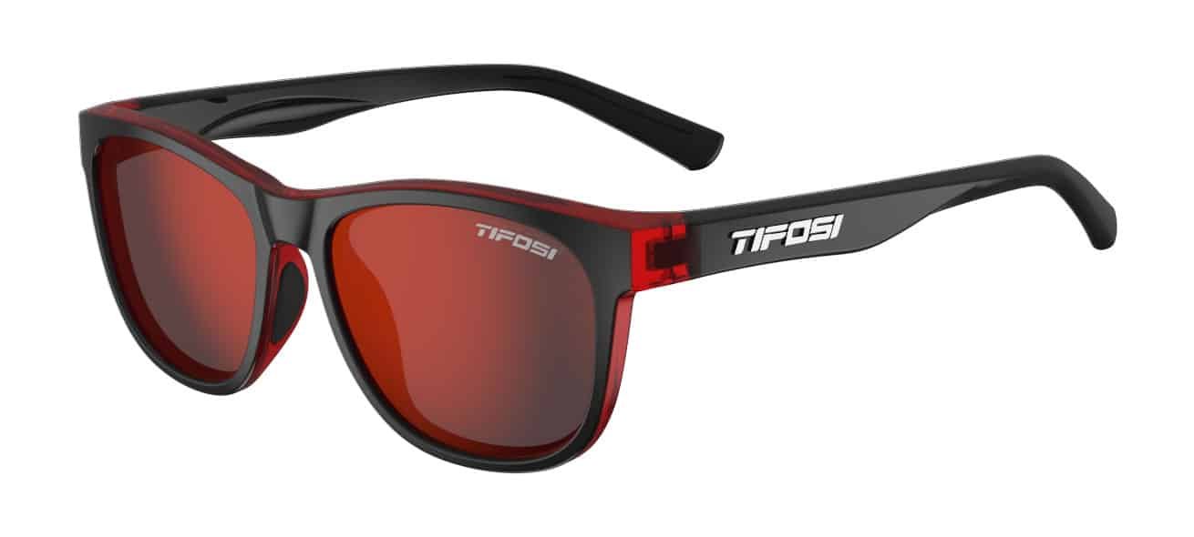 Tifosi Swank Single Lens Sunglasses: Classic style, lightweight and durable for daily use, Crimson/Onyx/Smoke Red — image 1