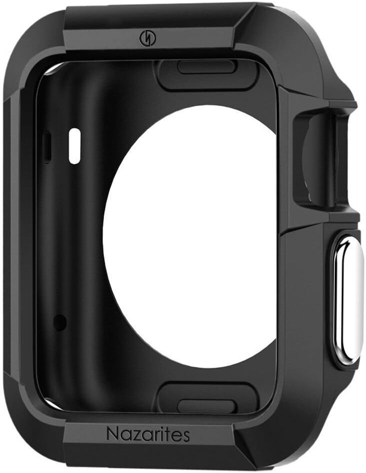 iWatch Case - Nazarites Resilient Shock Absorption and 2 Screen Protectors Included for 42mm iWatch Series Black