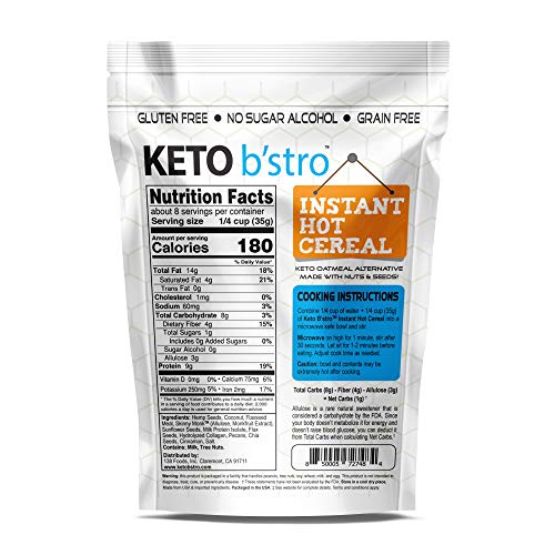 Keto B'stro Instant Hot Cereal, Low Carb, GrainFree Oatmeal