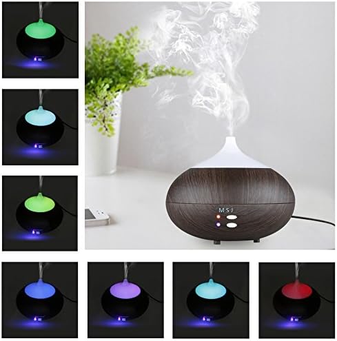 300ml Wood Grain Ultrasonic Oil Diffuser Cool Mist Humidifier with 2 Working Modes,Ultrasonic Cool Mist Whisper-Quiet Air Humidifier&Waterless Auto Shut-Off for for Home Spa Bedroom (model 5)