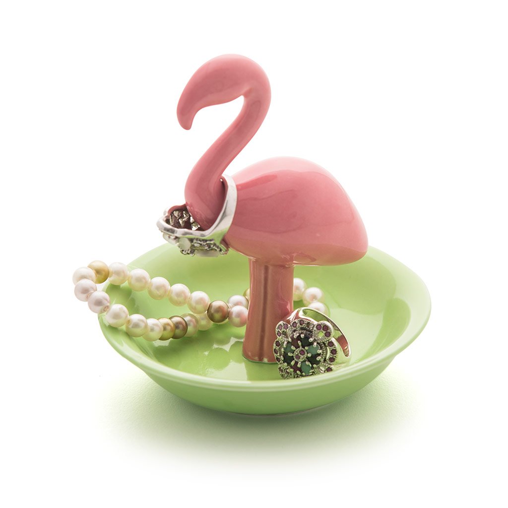 Balvi - Flamingo ring holder in the shape of a flamingo. Small jewellery rack. Made in porcelain.