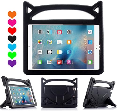 New iPad 9.7 inch Kiddie Case,TUYOO Cartoon Lightweight Shockproof Hand-Free Kids Safe Cover Case for Apple New iPad 9.7 inch 2017/ Pro 9.7 2016/ Air / Air 2 Tablet 9.7" Display (Dark Black)