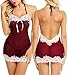Avidlove Langery for Women Lace Babydll Mesh Chemise Sexy Nightwear(Dark Red M)