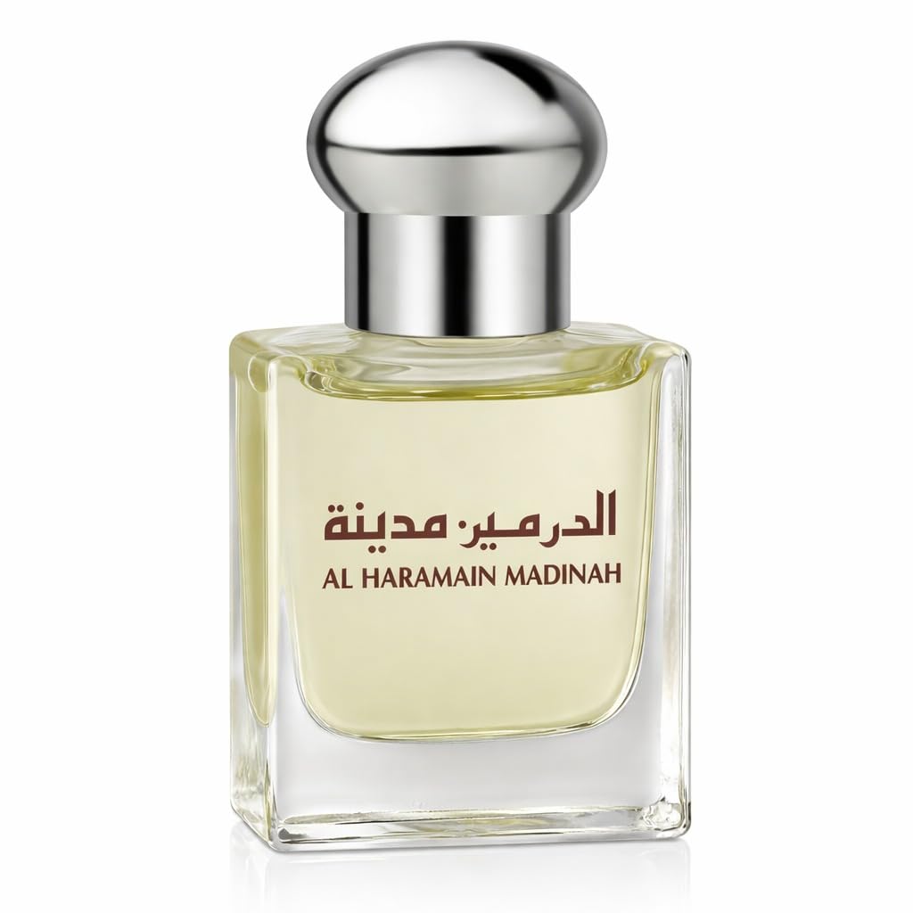 Al Haramain Madinah 15ml Perfume Oil | Arabic Oriental Attar Oil for Women and Men | Alcohol-Free Floral & Woody Fragrance | Long-Lasting Concentrated Attar