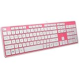 BFRIENDit Wired USB Keyboard , Comfortable Quiet Chocolate Keys , Durable Ultra-Slim Wired Computer Keyboard For PC , Windows 10 / 8 / 7 / Vista , KB1430 - Pink