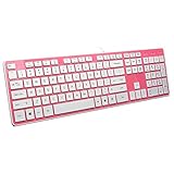 BFRIENDit Wired USB Keyboard , Comfortable Quiet Chocolate Keys , Durable Ultra-Slim Wired Computer Keyboard For PC , Windows 10 / 8 / 7 / Vista , KB1430 - Pink