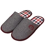 EURO SKY Stylish Cotton Grids Scalloped Clog Antiskid House Slippers
