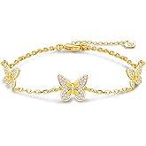 Clufantric Butterfly Evil Eye Bracelets for Women Girls 18K Gold Plated with Cubic Zirconia Jewelry Gifts for Woman Wife Her Girlfriend Teens